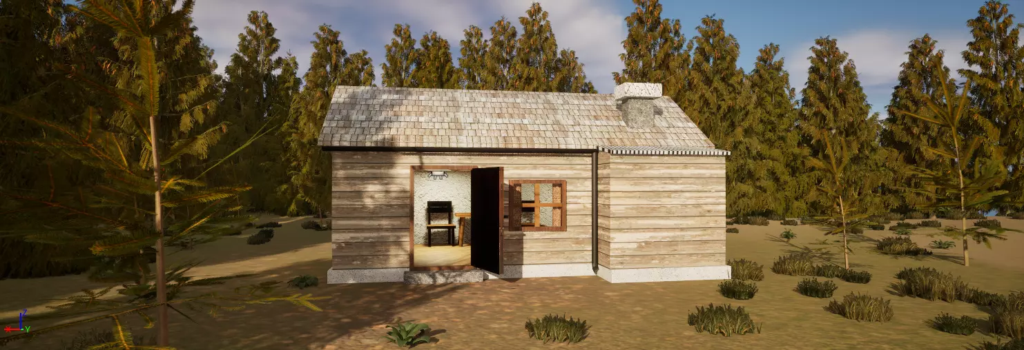 old small house Low-poly 3D model_3