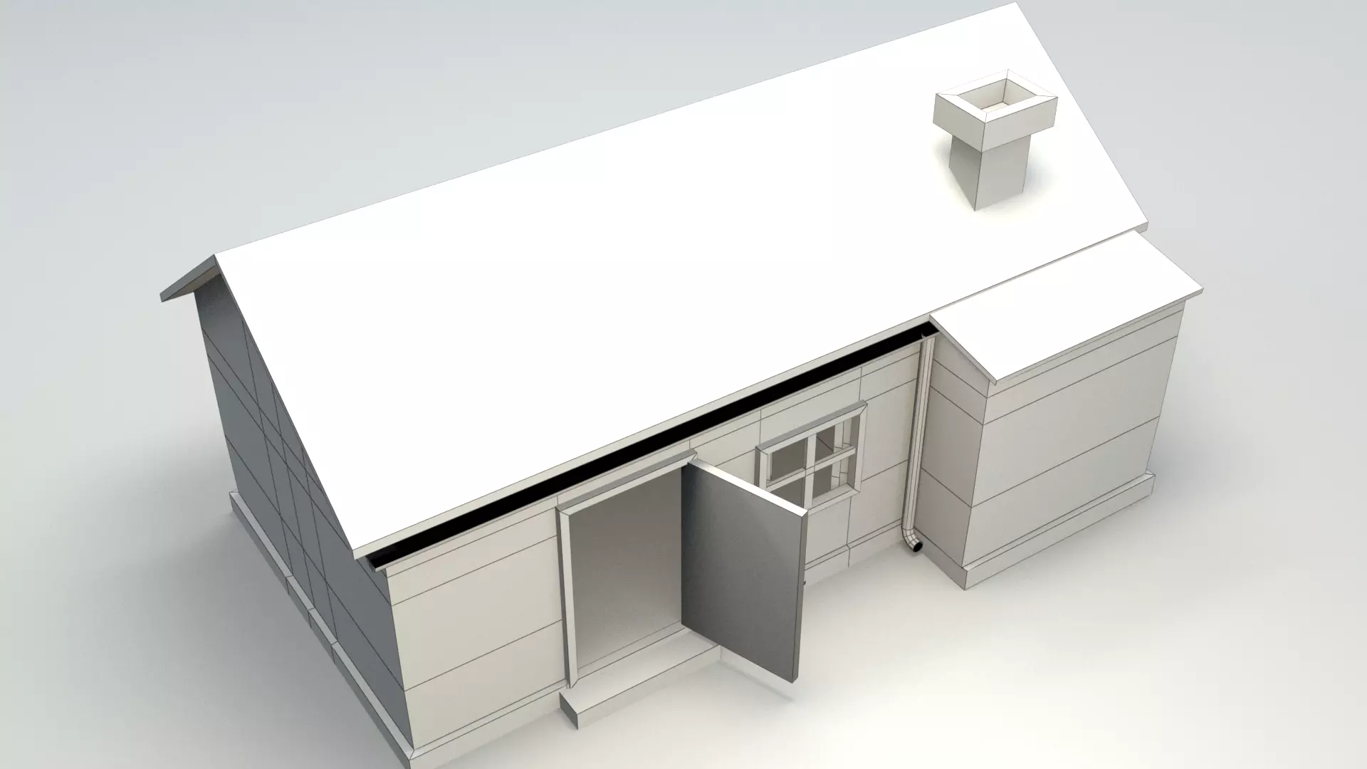 old small house Low-poly 3D model_10