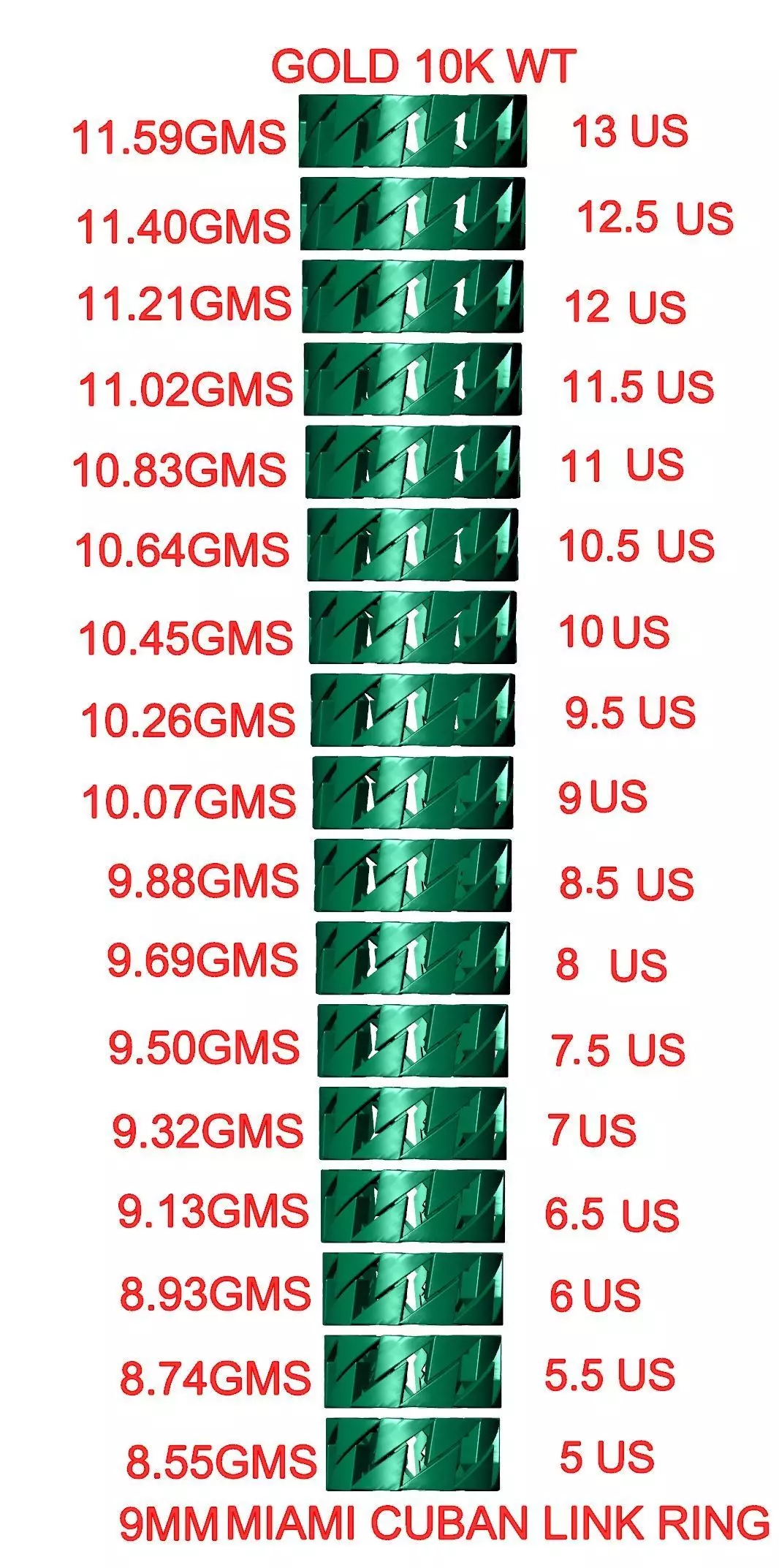 82 Size MIAMI CUBAN LINK RING JEWELRY 3D Model Collection_8