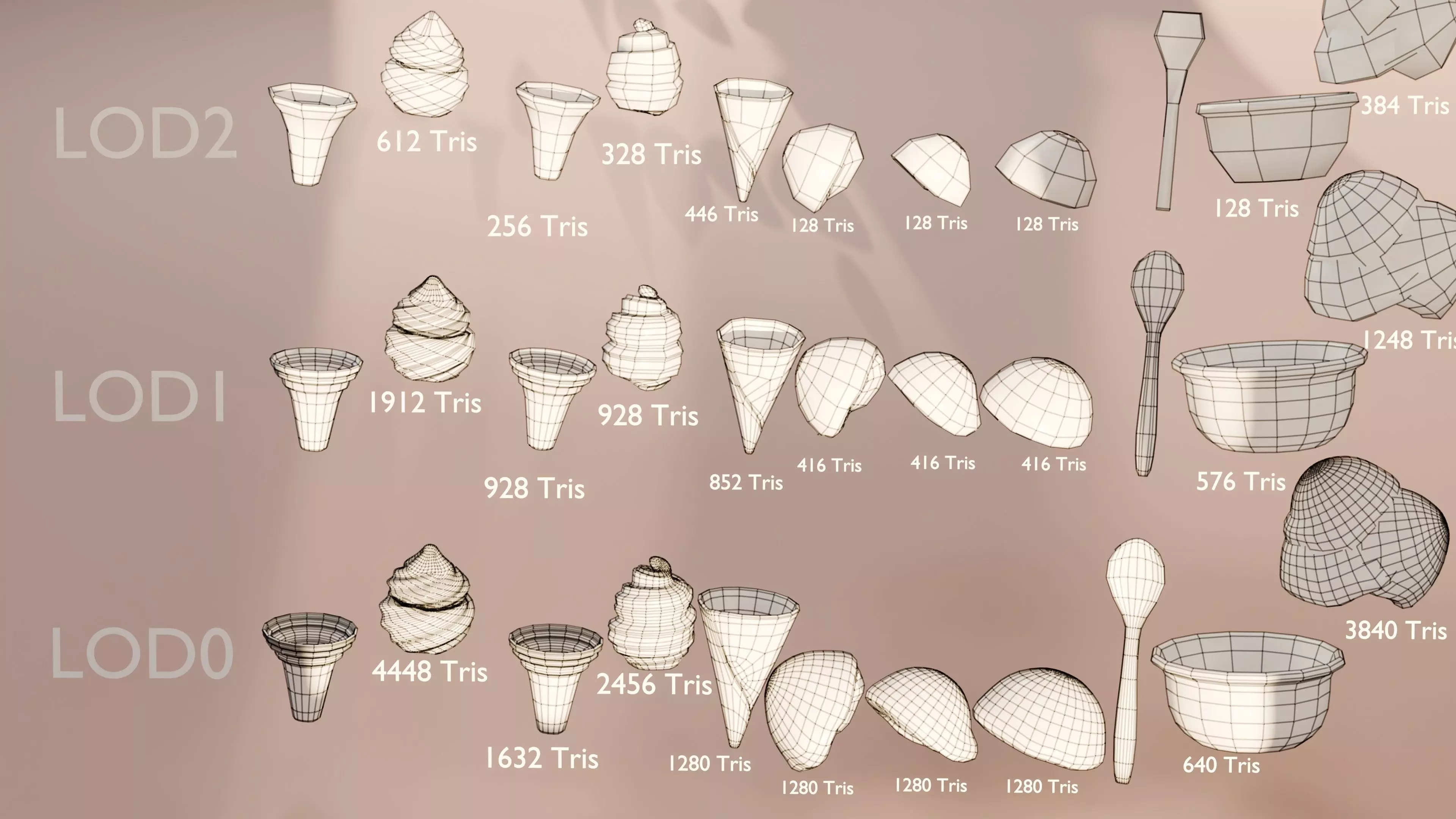 Mini Modular Ice Cream Pack Low Poly Game Ready with LODs Low-poly 3D model_15