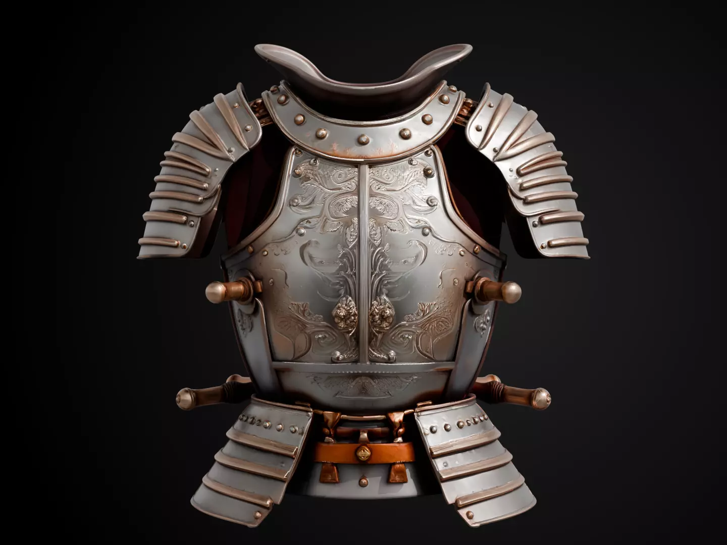 Stylized Samurai Armor - Silver Ronin 3D print model_12