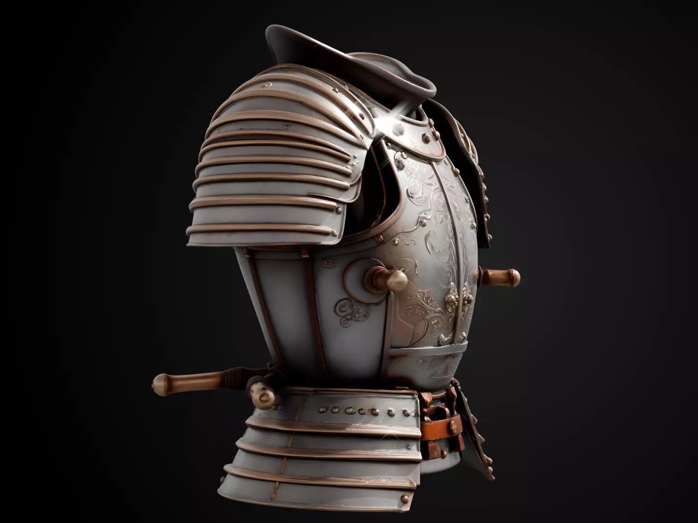 Stylized Samurai Armor - Silver Ronin 3D print model_2