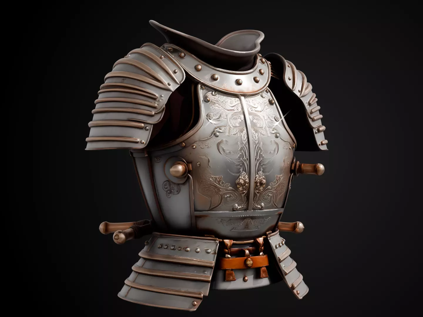 Stylized Samurai Armor - Silver Ronin 3D print model_1