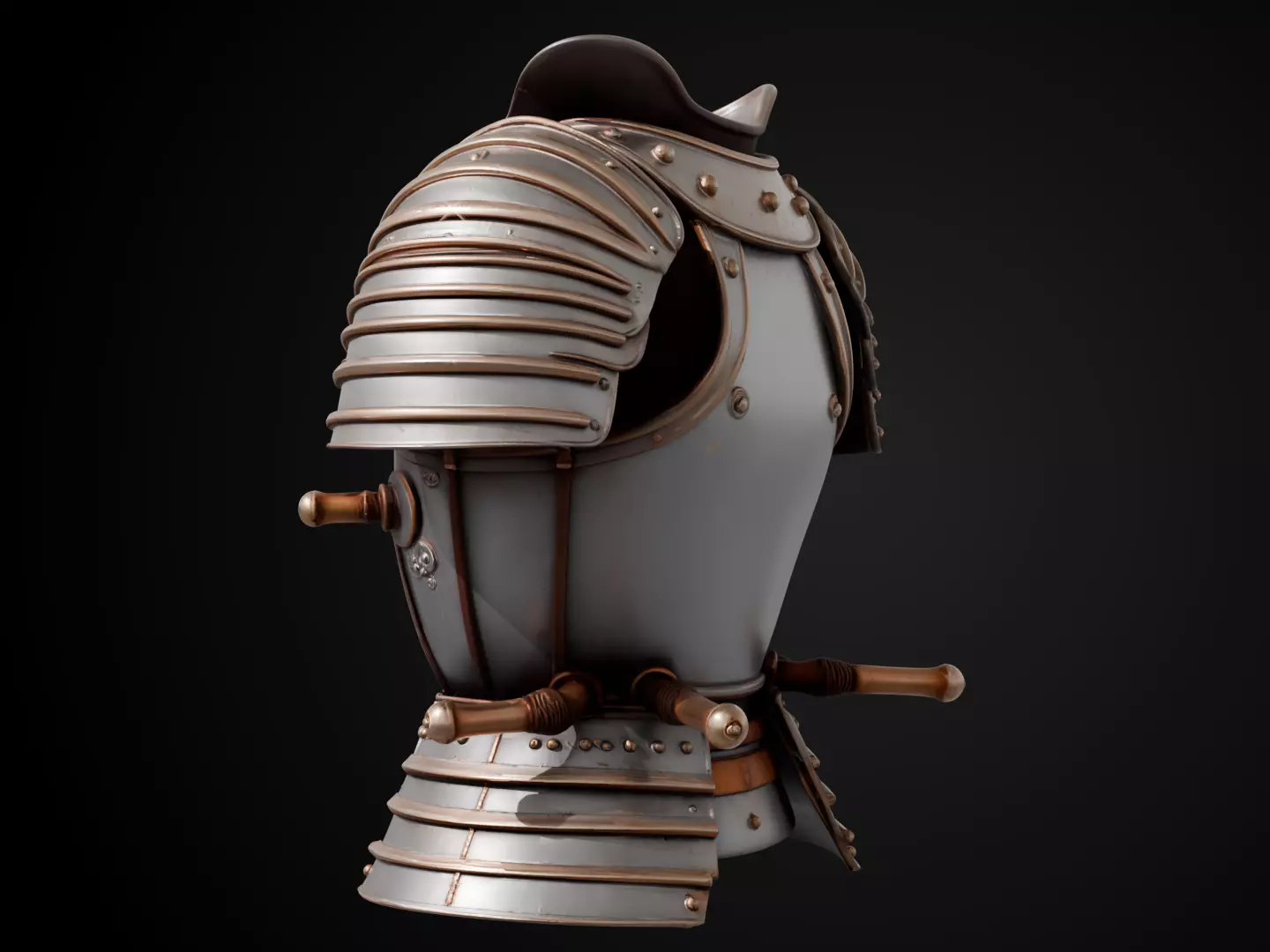 Stylized Samurai Armor - Silver Ronin 3D print model_8