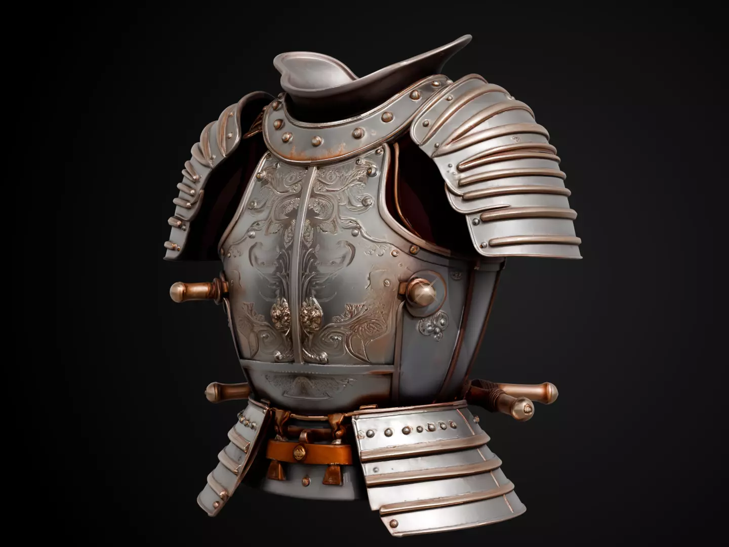 Stylized Samurai Armor - Silver Ronin 3D print model_11