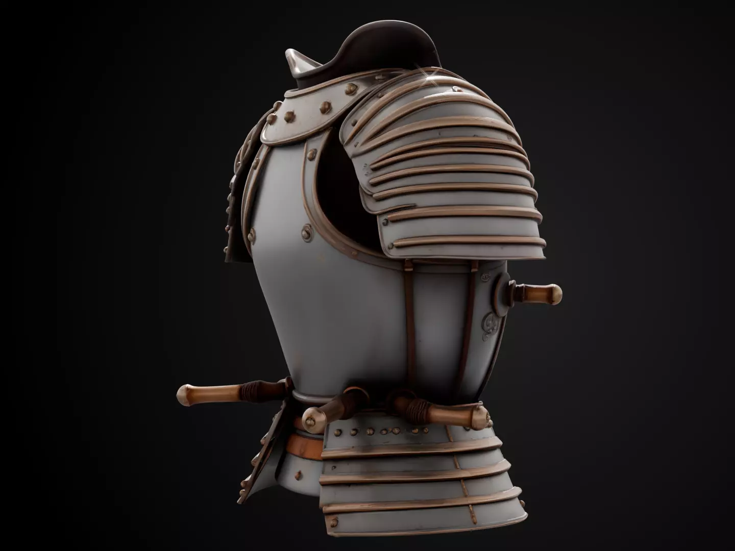 Stylized Samurai Armor - Silver Ronin 3D print model_4