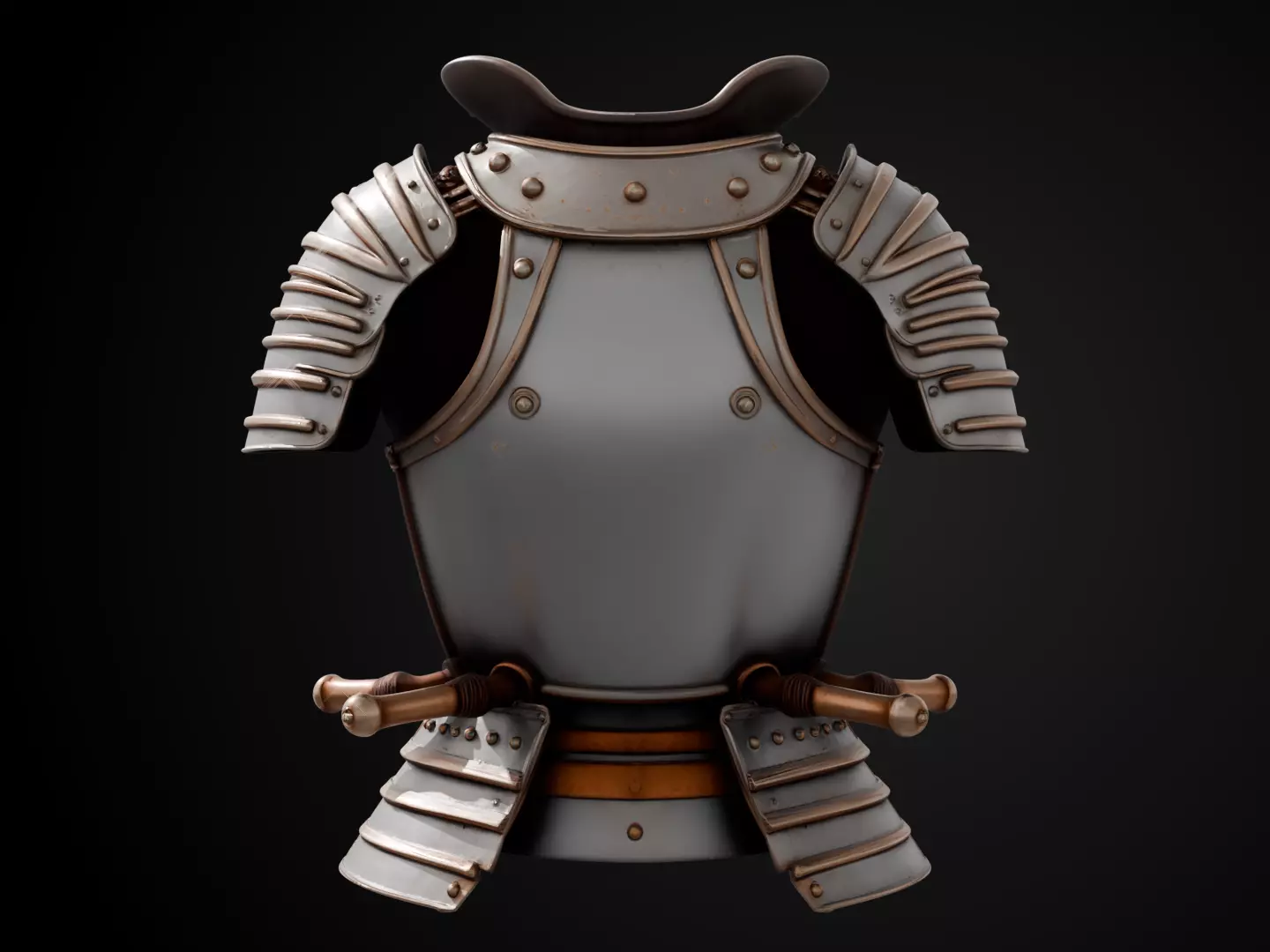 Stylized Samurai Armor - Silver Ronin 3D print model_6