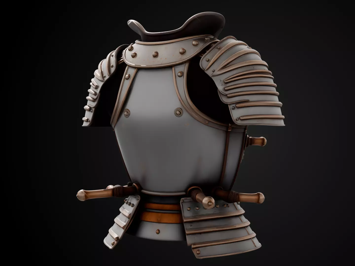 Stylized Samurai Armor - Silver Ronin 3D print model_5