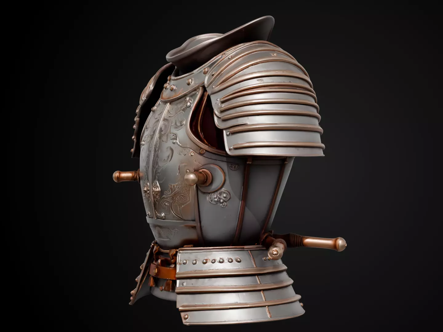 Stylized Samurai Armor - Silver Ronin 3D print model_10