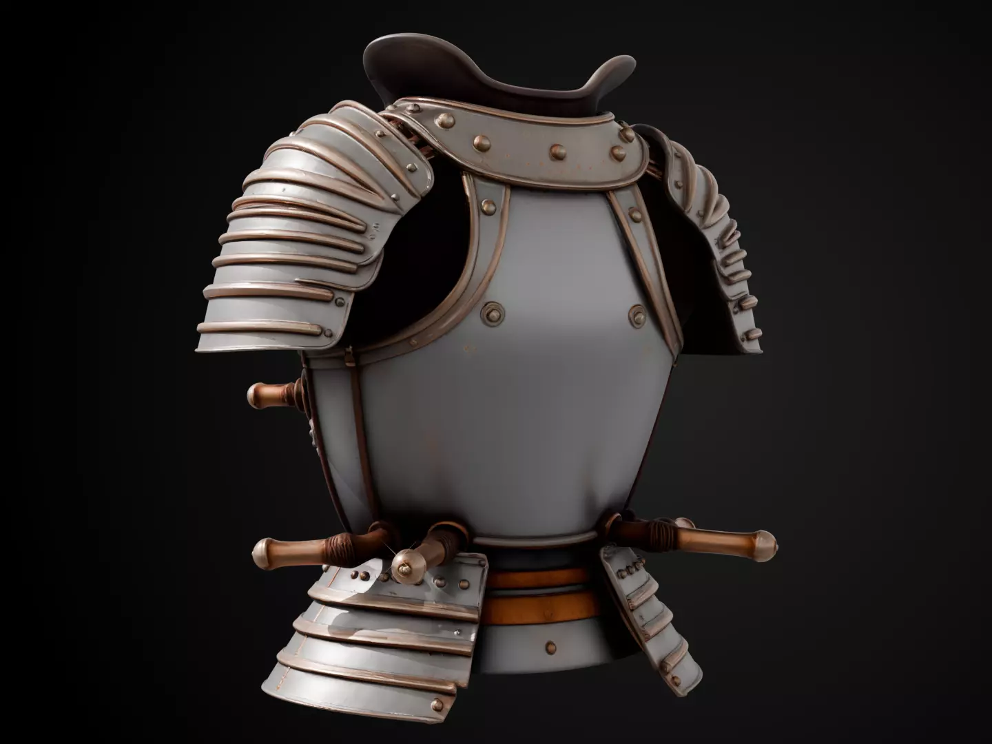 Stylized Samurai Armor - Silver Ronin 3D print model_7
