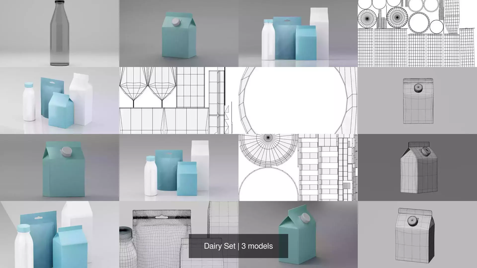 Dairy Set 3D Model Collection_0