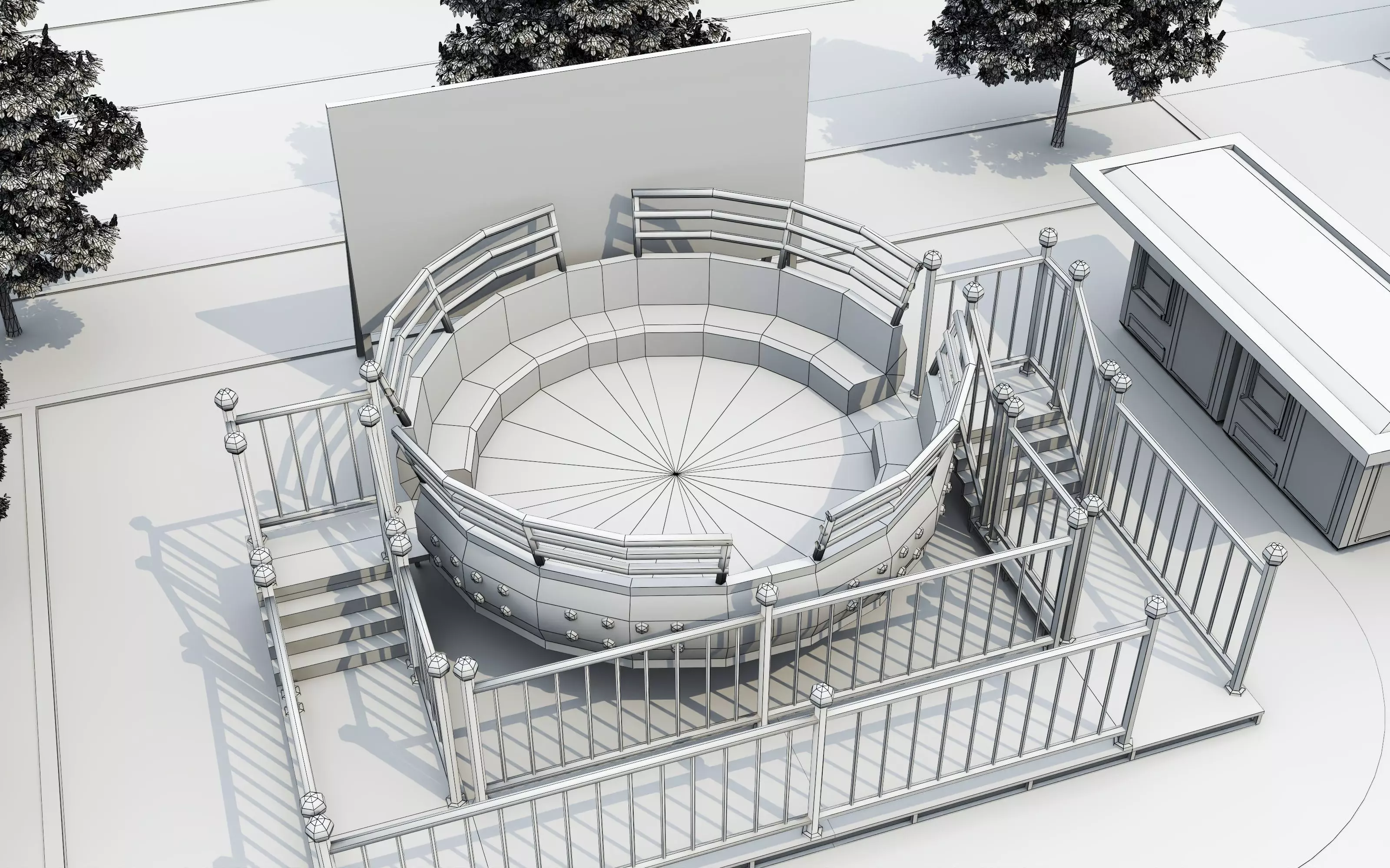 Cartoon colorful childrens theme park many amusement equipment Low-poly 3D model_26