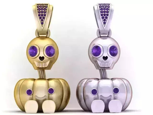 SKULL AND PUMKIN PENDANT 3D PRINATBLE MODEL 