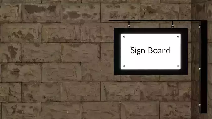 Sign Board on Wall 3D model