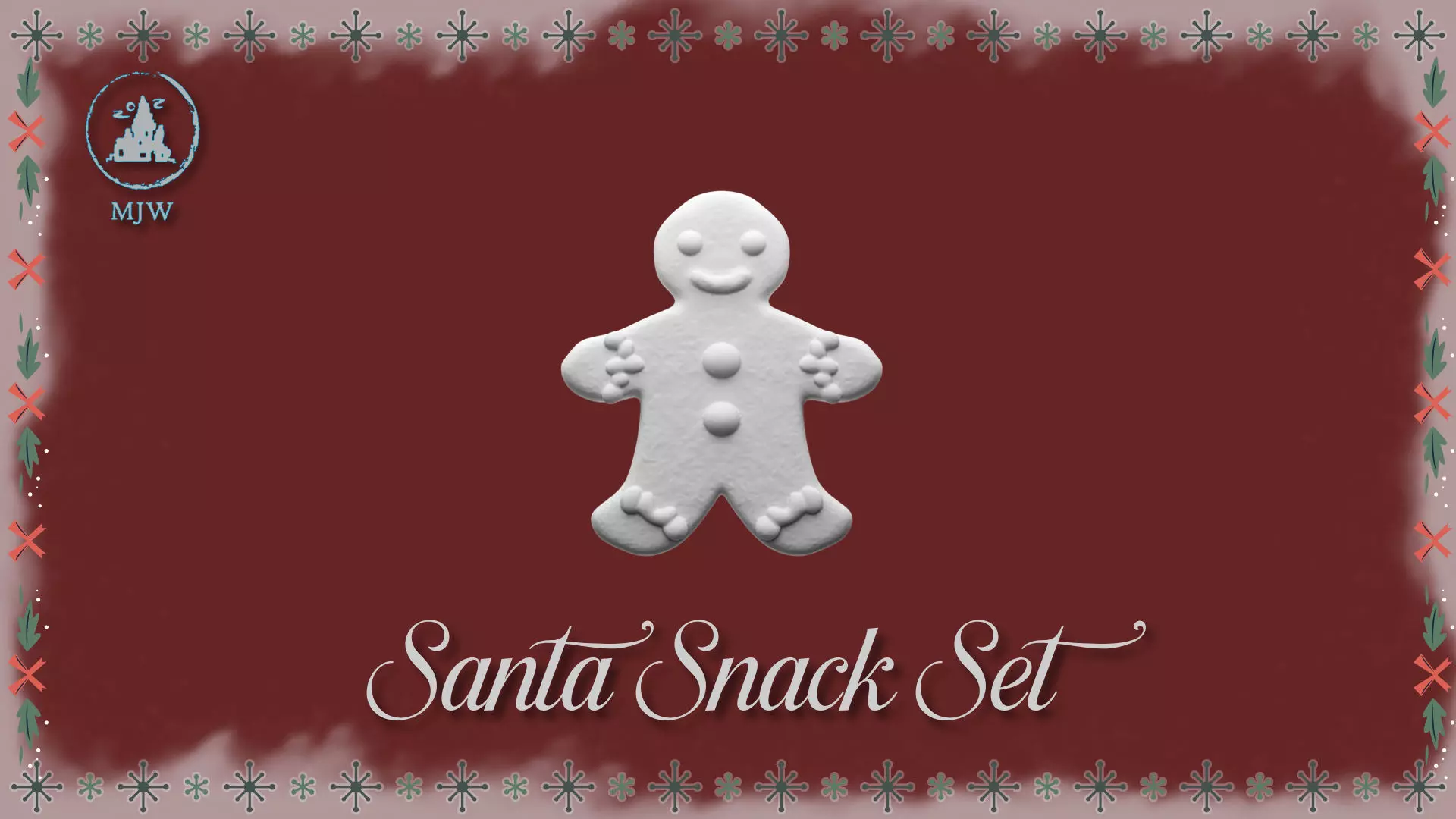 Santa Miniature Milk Cookies and Plate Christmas Dollhouse 3D print model_10