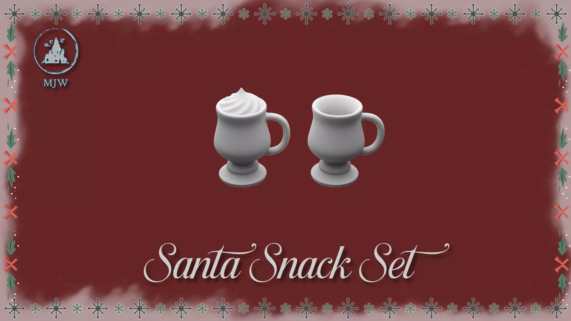 Santa Miniature Milk Cookies and Plate Christmas Dollhouse 3D print model_7