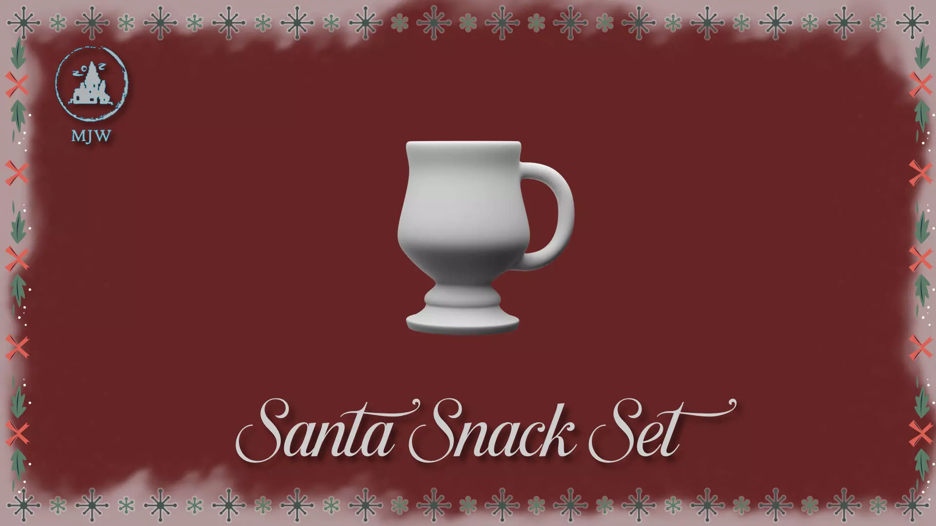 Santa Miniature Milk Cookies and Plate Christmas Dollhouse 3D print model_13