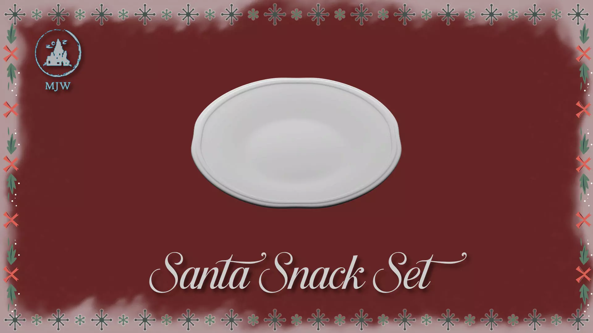 Santa Miniature Milk Cookies and Plate Christmas Dollhouse 3D print model_5