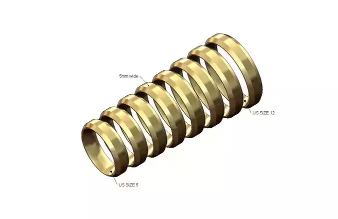 5mm wide flat chamfered comfort fit wedding band US sizes 5to12