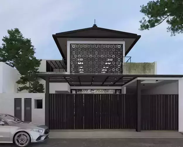 Realistic Asian House Exterior SKP 21 Vray 5