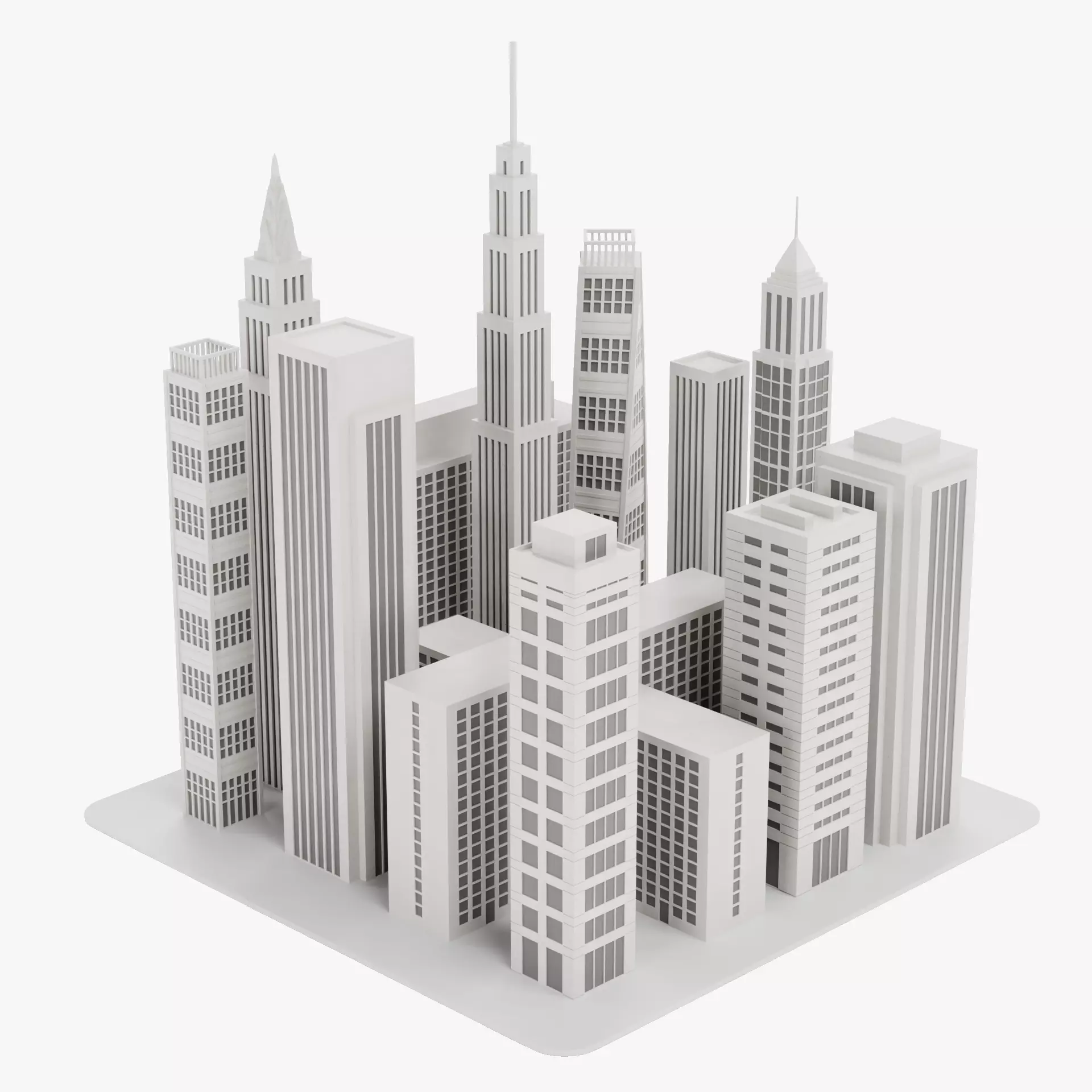 Paper City Block Low-poly 3D model_17