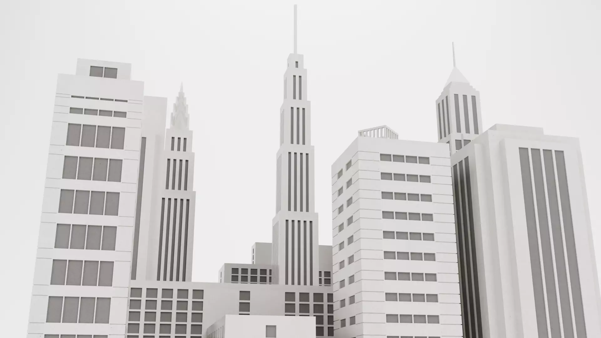 Paper City Block Low-poly 3D model_7