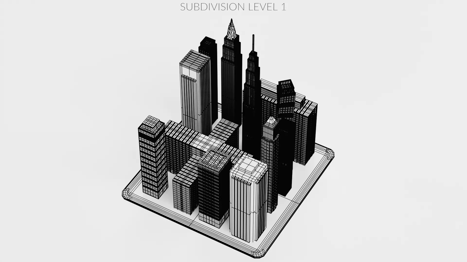Paper City Block Low-poly 3D model_13