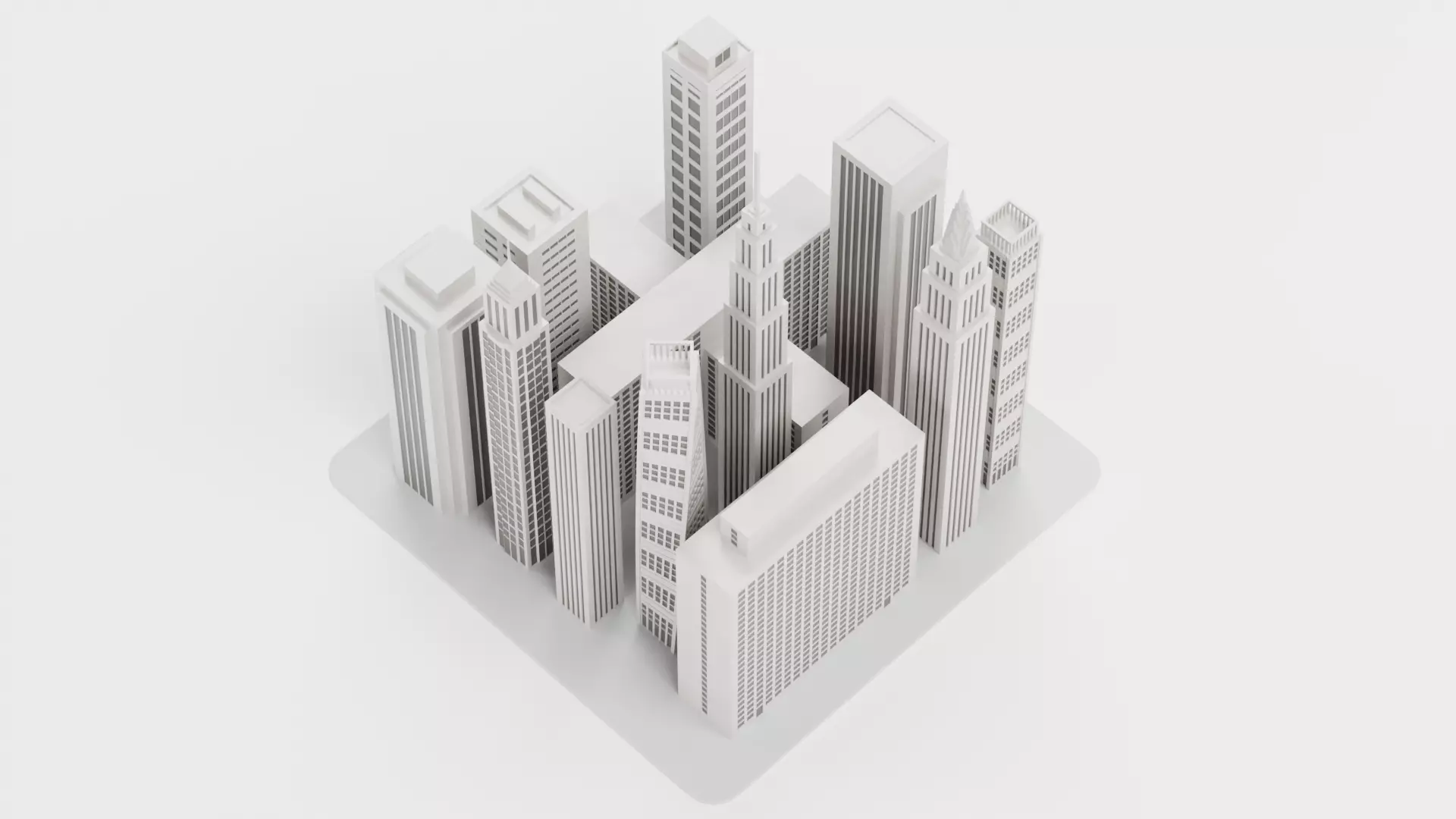 Paper City Block Low-poly 3D model_3