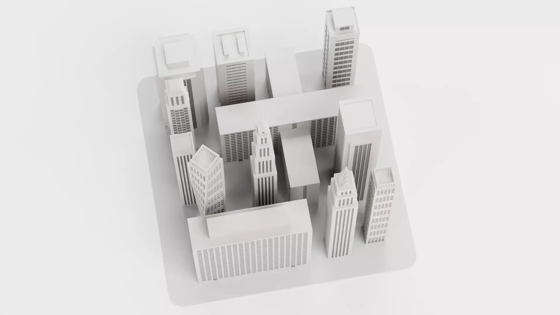 Paper City Block Low-poly 3D model_4