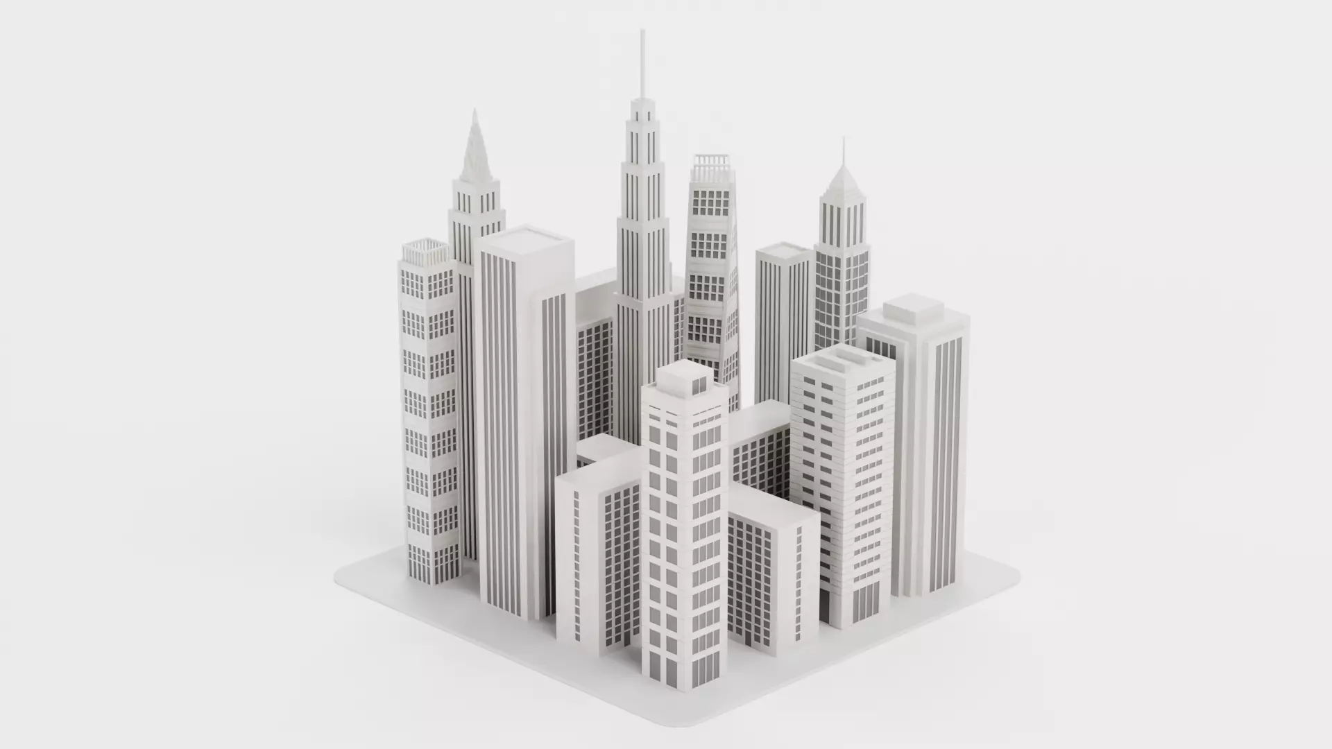 Paper City Block Low-poly 3D model_0