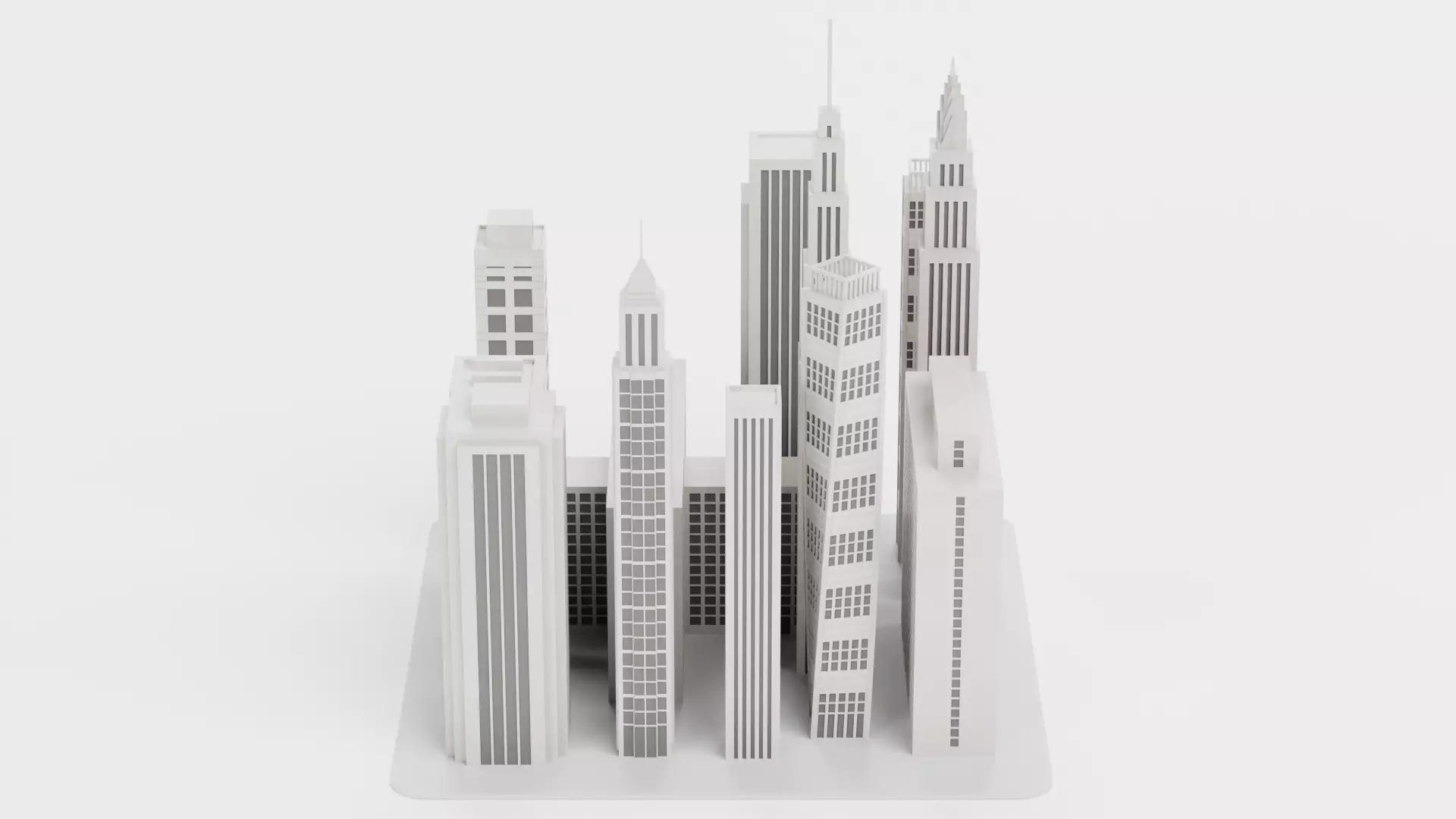 Paper City Block Low-poly 3D model_2