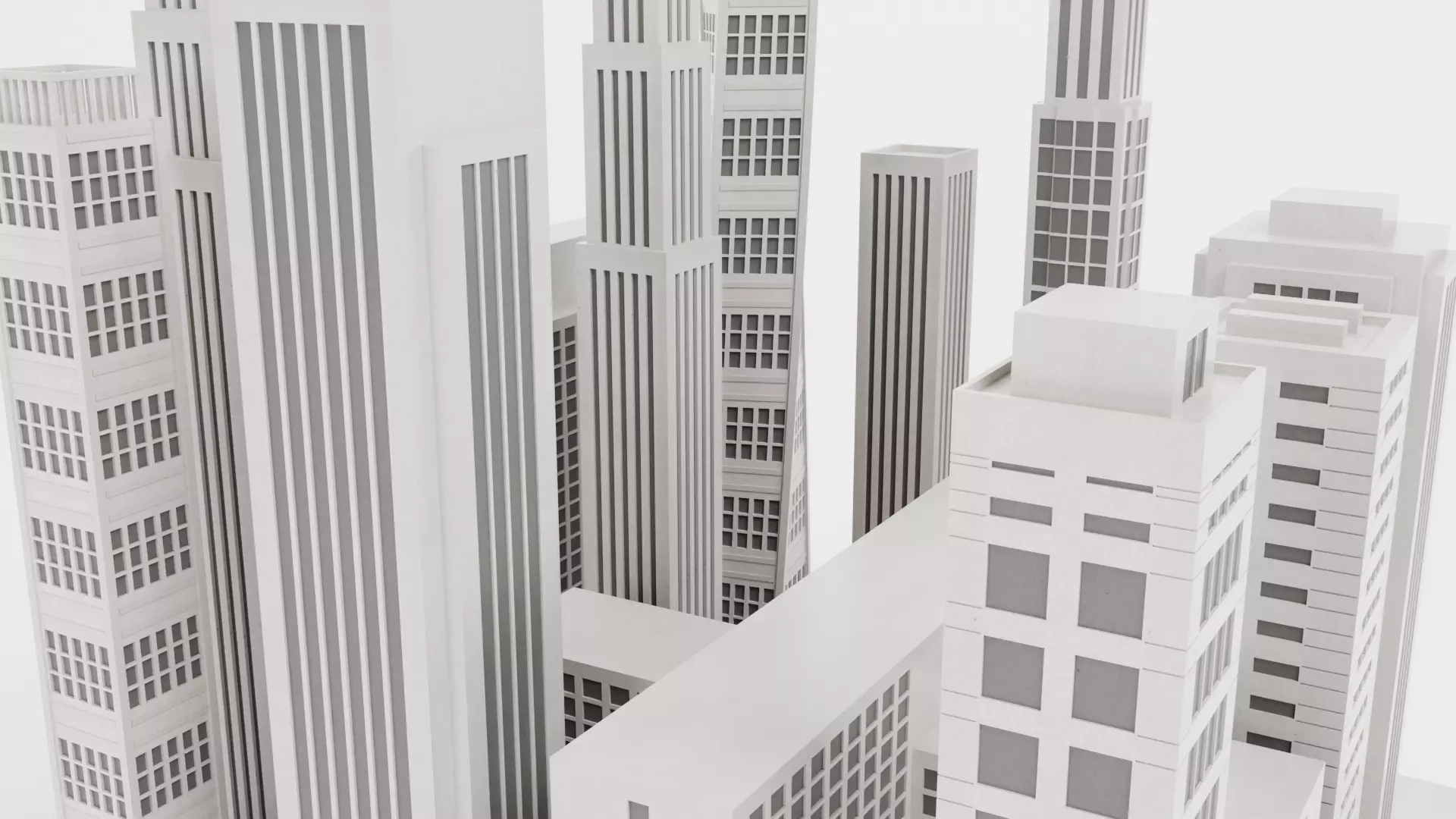 Paper City Block Low-poly 3D model_6