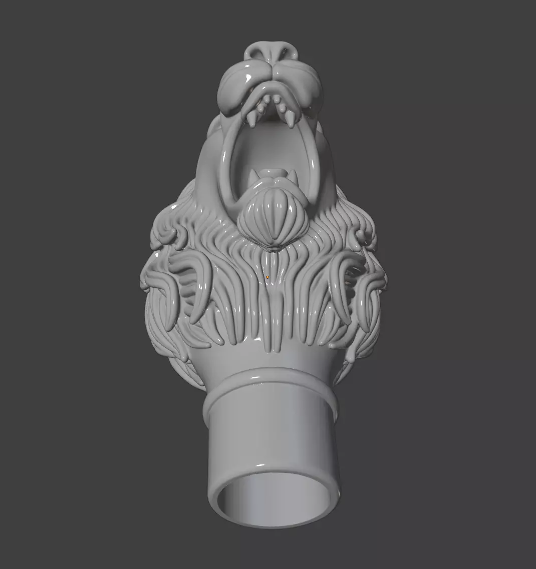 LION HEAD CANE HANDLE 3D print model_7