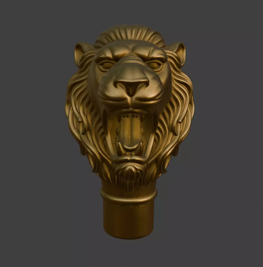 LION HEAD CANE HANDLE 3D print model_2