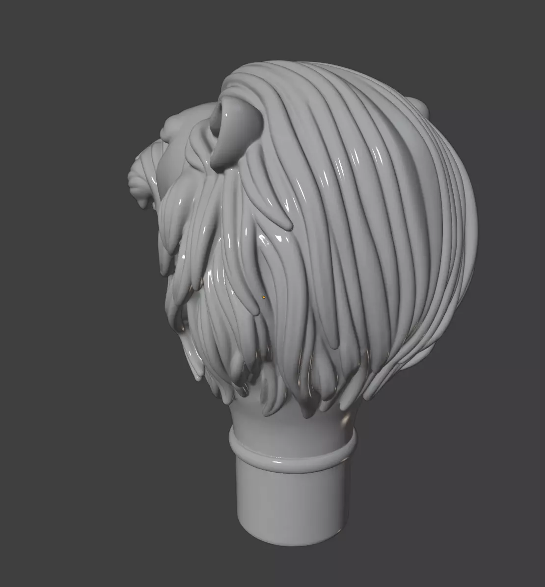 LION HEAD CANE HANDLE 3D print model_4