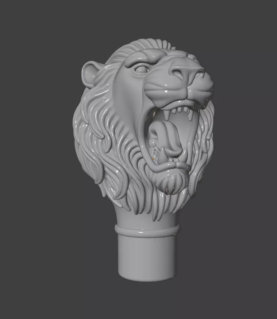 LION HEAD CANE HANDLE 3D print model_6