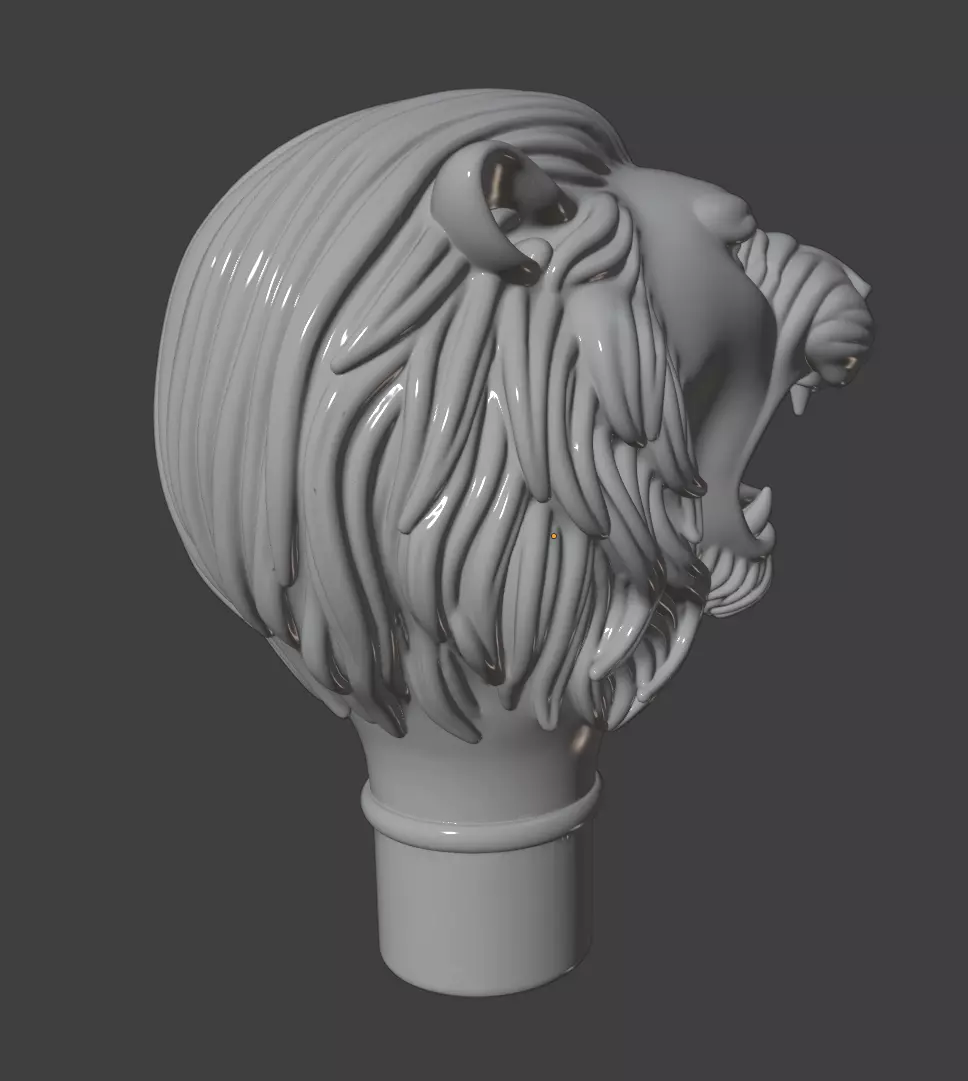 LION HEAD CANE HANDLE 3D print model_5