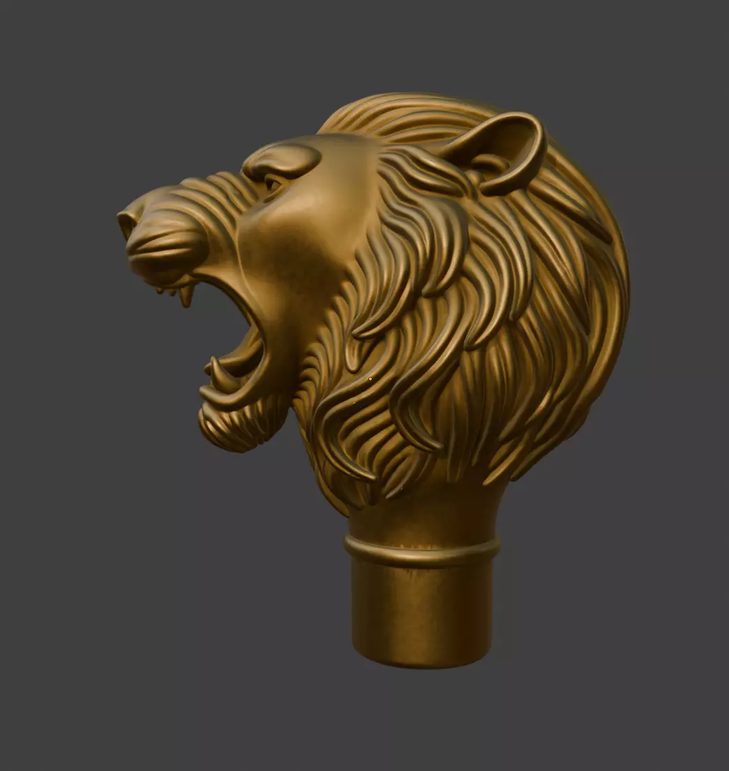 LION HEAD CANE HANDLE 3D print model_1