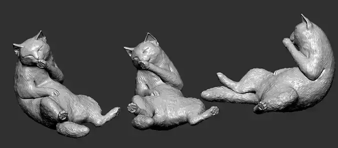Grooming Cat Realistic 3D Printable Model