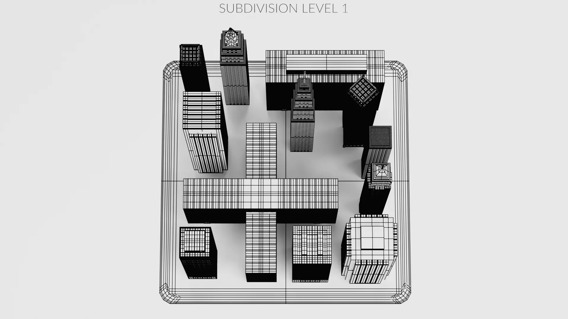 Paper City Block - Night Town Low-poly 3D model_14