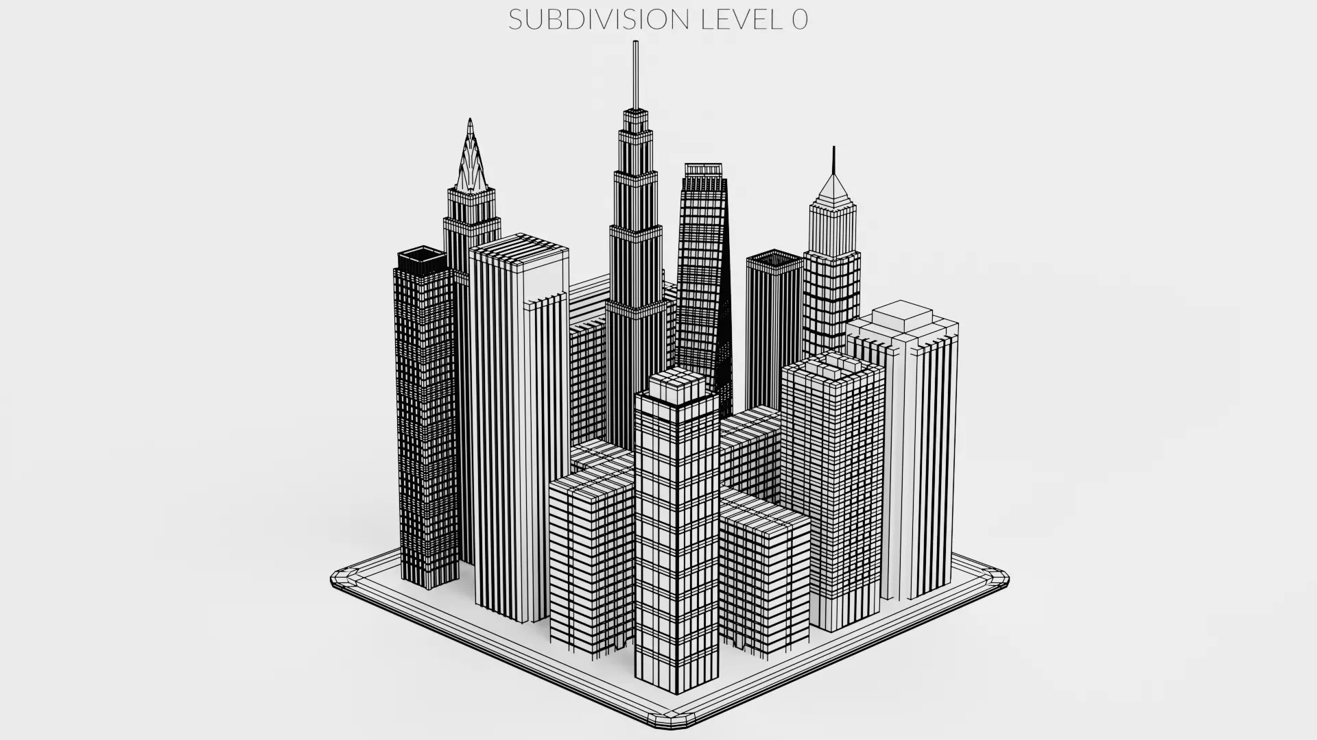 Paper City Block - Night Town Low-poly 3D model_8