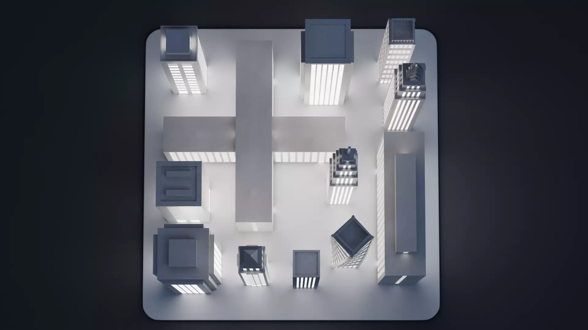 Paper City Block - Night Town Low-poly 3D model_6