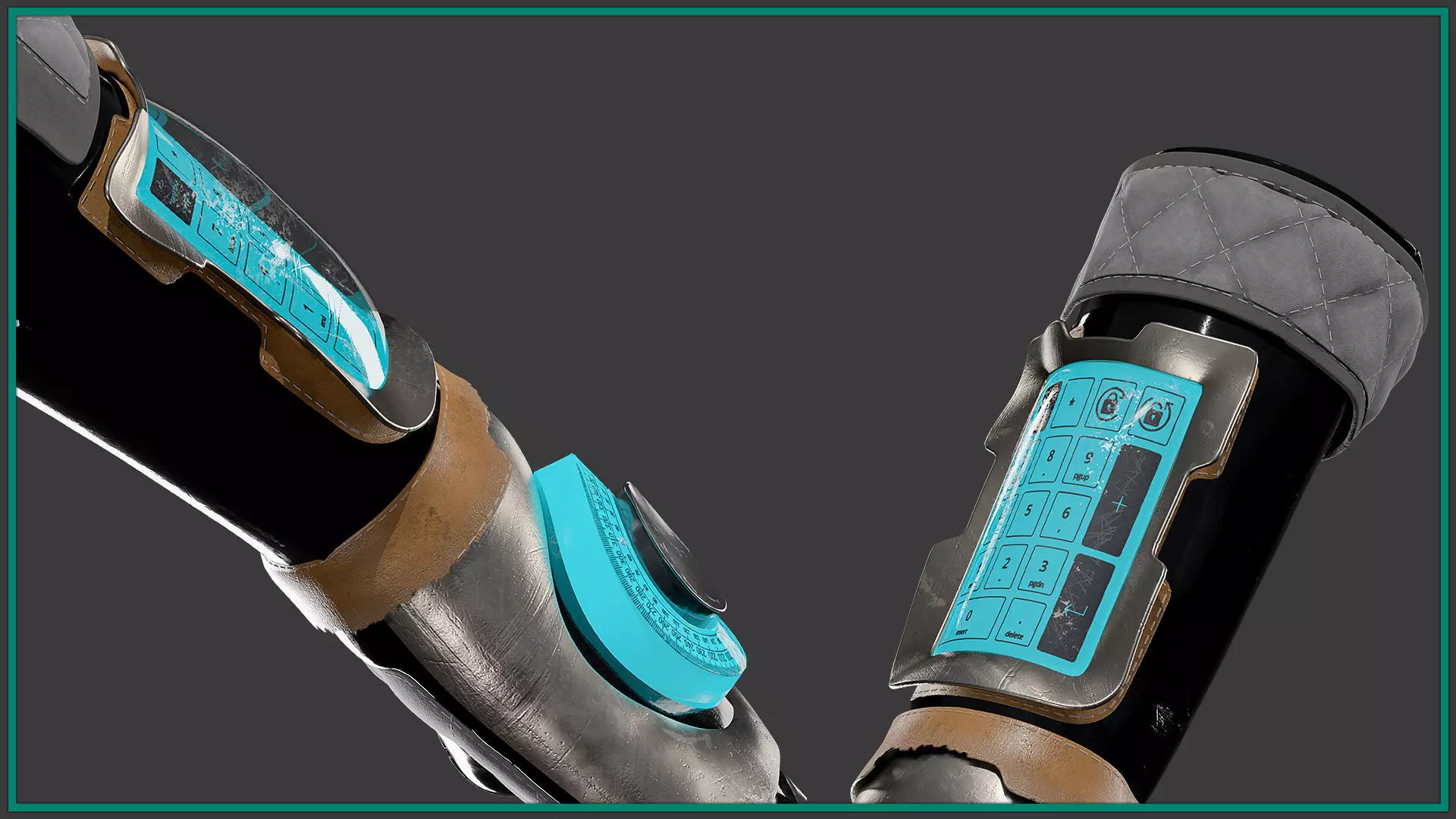 female SCI-FI gloves with texture and smart material 3D model_4