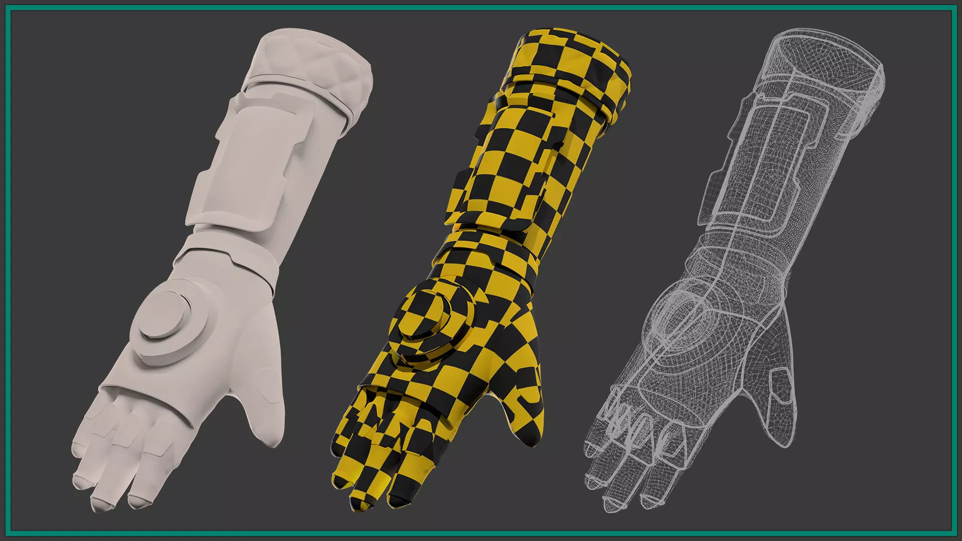 female SCI-FI gloves with texture and smart material 3D model_5