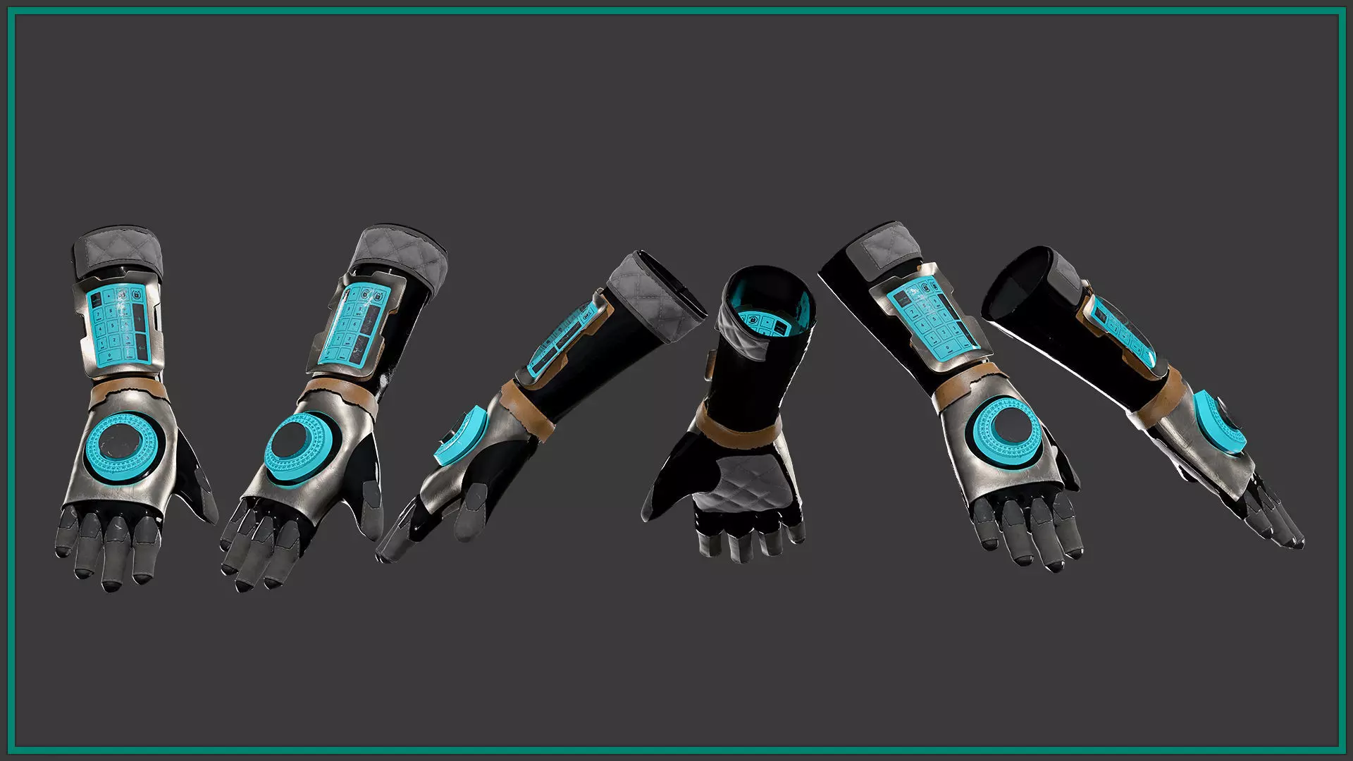 female SCI-FI gloves with texture and smart material 3D model_1