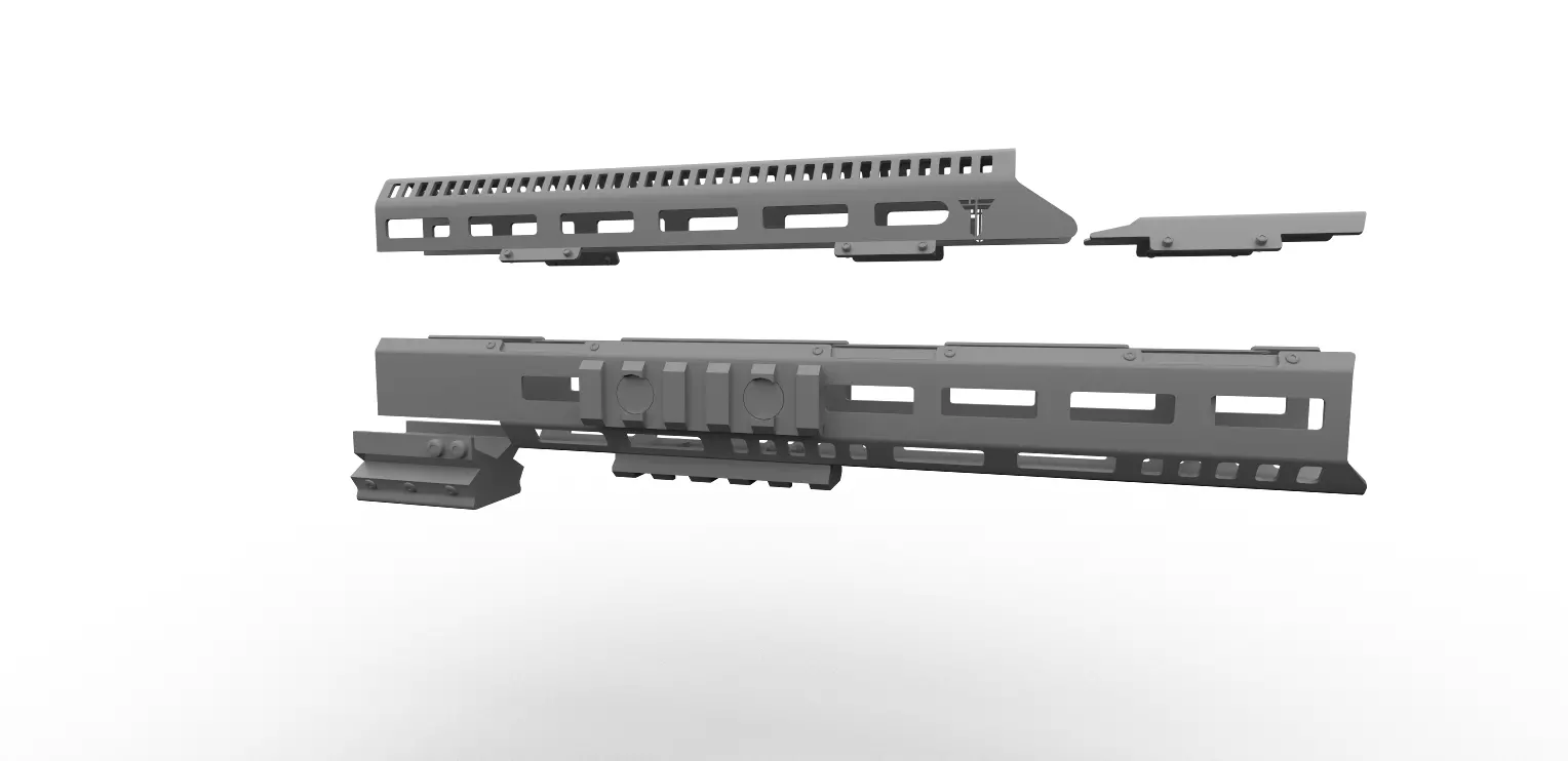 N-4 Tactical Handguard Low-poly 3D model_6