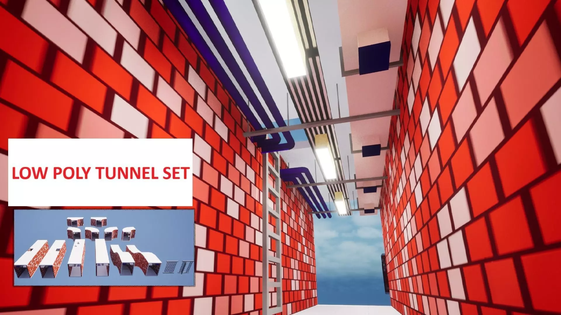 Modular Tunnel Set - Game Environment and Level Design 3D model_0