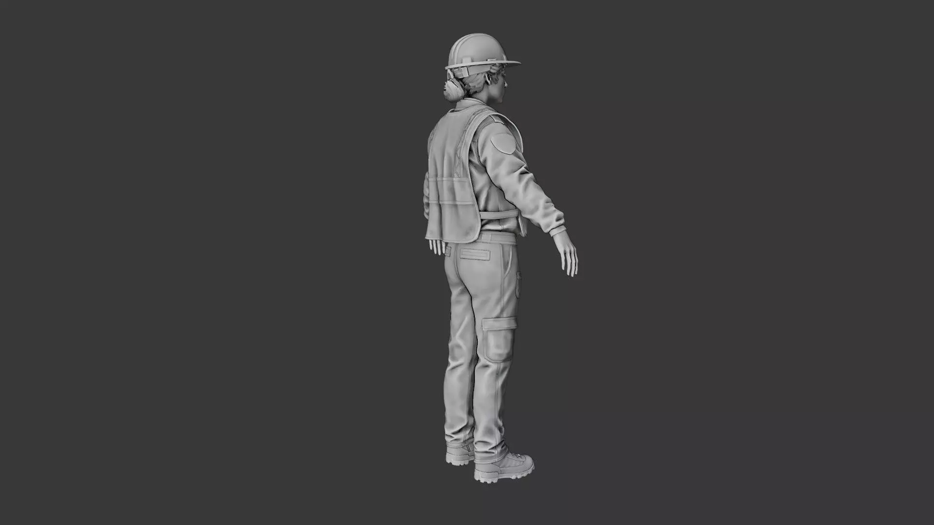 Female Police with Construction Suit 3D model_12