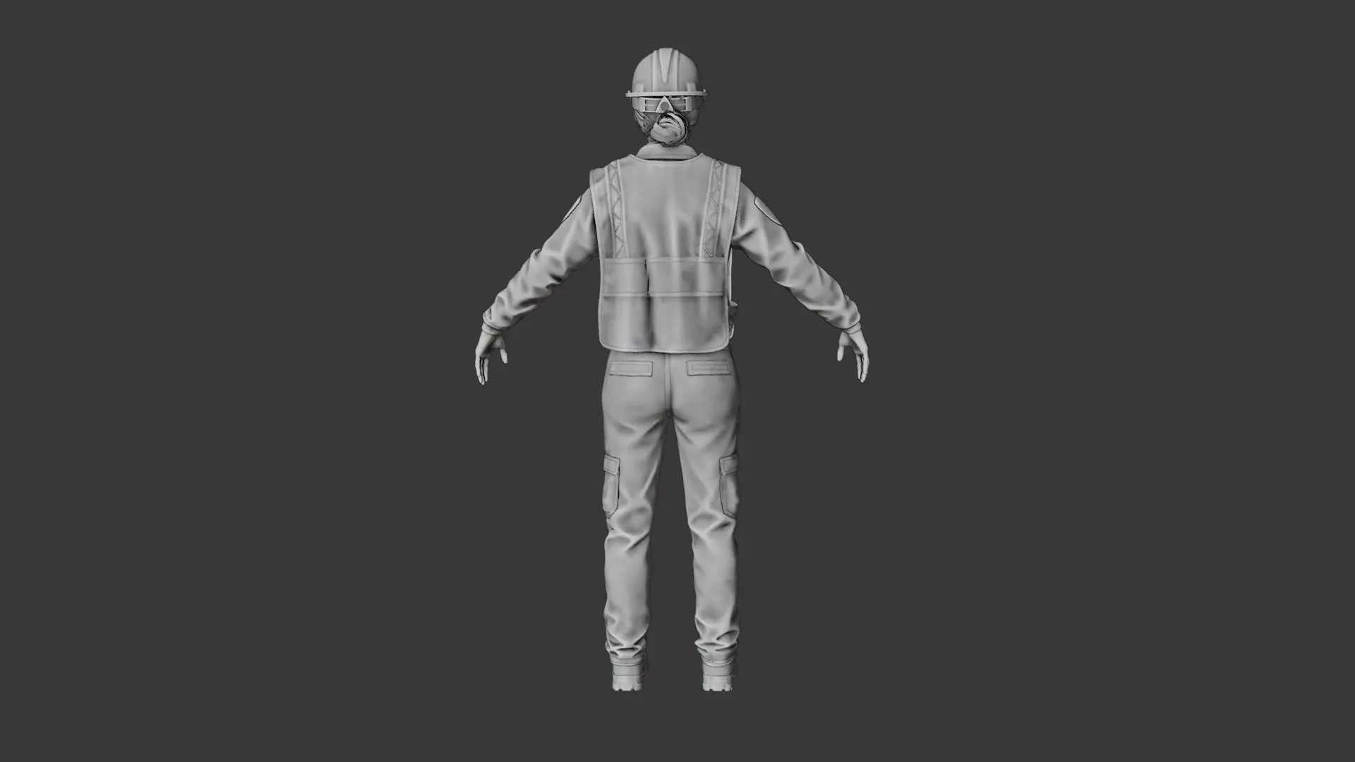 Female Police with Construction Suit 3D model_14