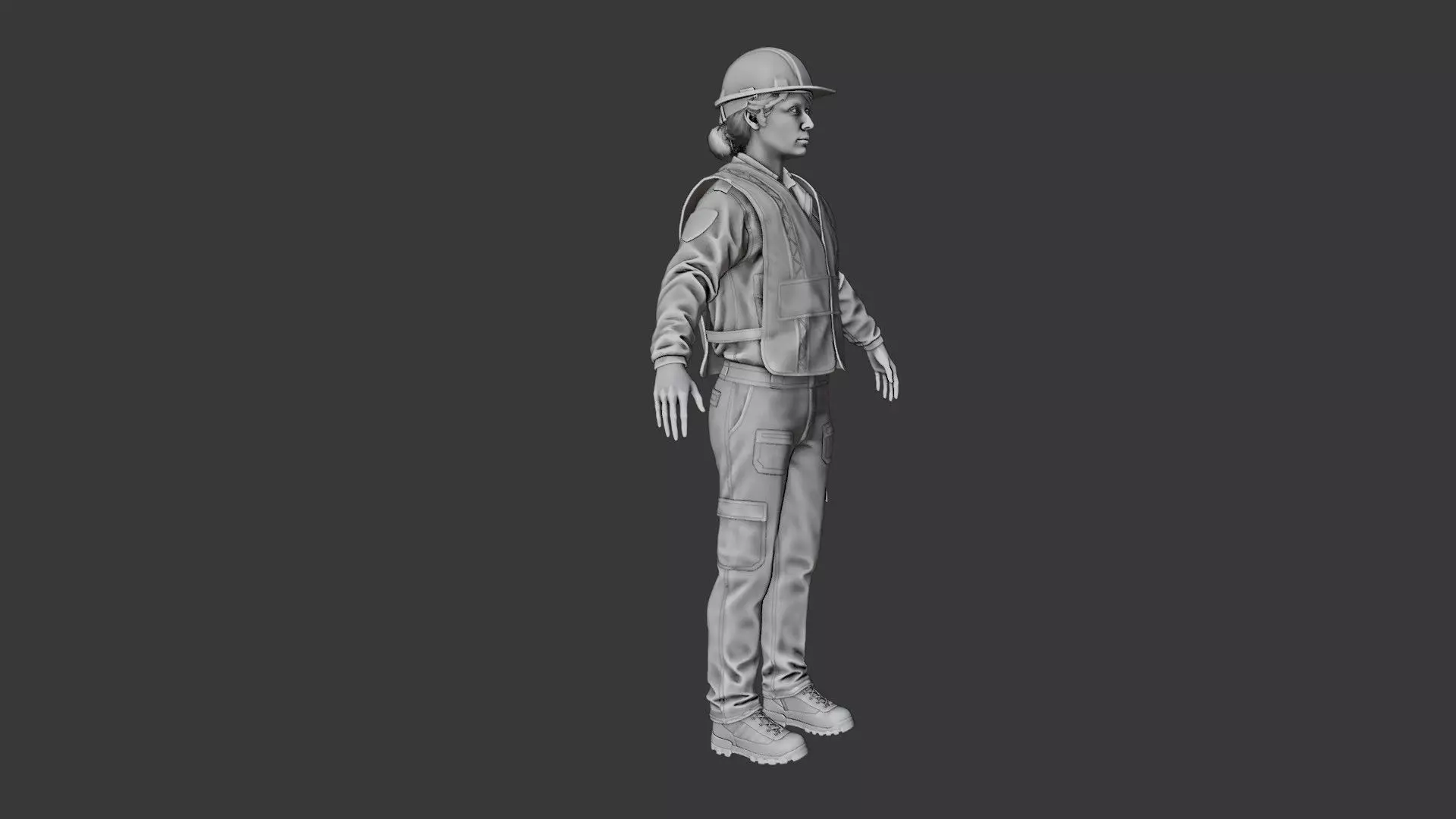 Female Police with Construction Suit 3D model_10